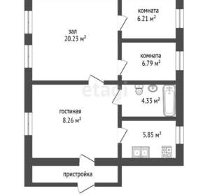 Дом 53м², 1-этажный, участок 4 сот.  