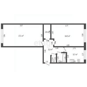 2-к квартира, вторичка, 47м2, 1/5 этаж
