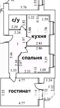 2-к квартира, вторичка, 53м2, 5/16 этаж