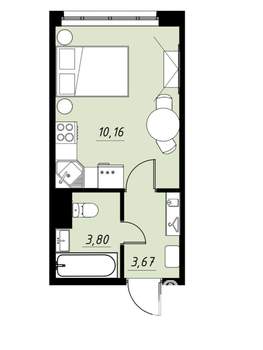 Студия квартира, вторичка, 22м2, 3/9 этаж