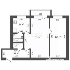 2-к квартира, вторичка, 45м2, 5/5 этаж
