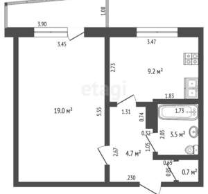 1-к квартира, вторичка, 37м2, 1/9 этаж