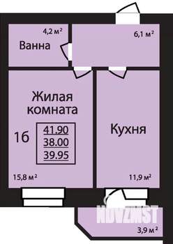 1-к квартира, строящийся дом, 40м2, 5/9 этаж