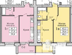 1-к квартира, вторичка, 42м2, 6/9 этаж