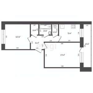 2-к квартира, вторичка, 47м2, 1/5 этаж