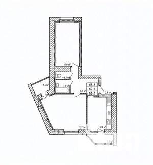 2-к квартира, строящийся дом, 68м2, 2/9 этаж