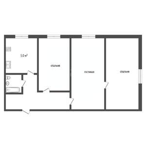 3-к квартира, вторичка, 50м2, 2/2 этаж