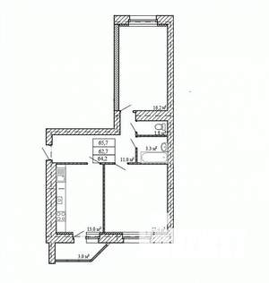 2-к квартира, строящийся дом, 66м2, 1/9 этаж