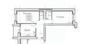 2-к квартира, вторичка, 64м2, 5/9 этаж