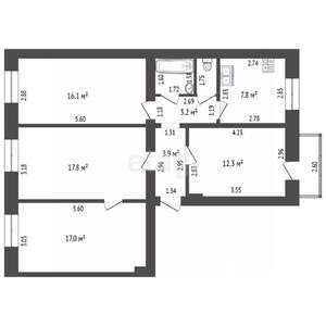 4-к квартира, вторичка, 71м2, 4/4 этаж