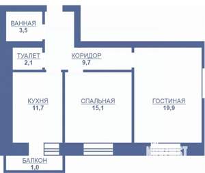 2-к квартира, сданный дом, 63м2, 2/9 этаж
