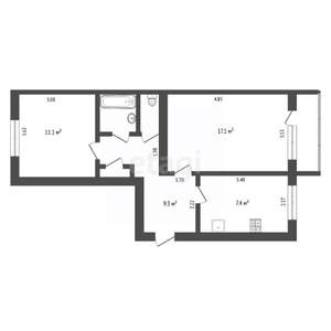 2-к квартира, вторичка, 50м2, 2/5 этаж