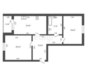 2-к квартира, вторичка, 73м2, 6/6 этаж