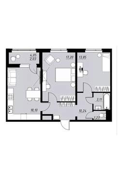 2-к квартира, вторичка, 66м2, 7/9 этаж