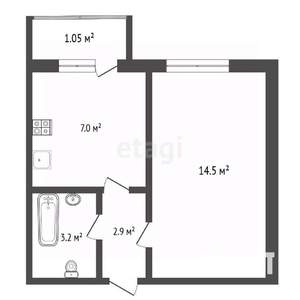 1-к квартира, вторичка, 28м2, 1/5 этаж