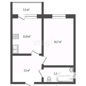 1-к квартира, вторичка, 39м2, 1/9 этаж