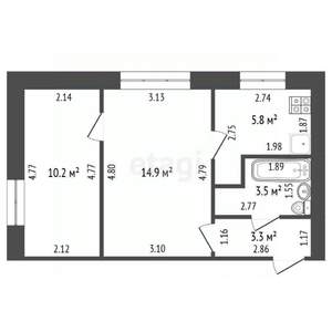 2-к квартира, вторичка, 38м2, 2/2 этаж