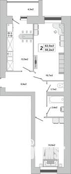 2-к квартира, вторичка, 63м2, 3/16 этаж
