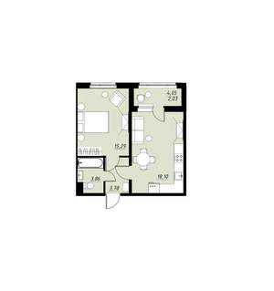 1-к квартира, вторичка, 44м2, 2/9 этаж