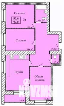 3-к квартира, строящийся дом, 96м2, 9/9 этаж