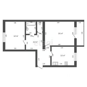 2-к квартира, вторичка, 65м2, 6/6 этаж