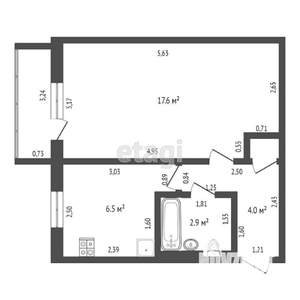 1-к квартира, вторичка, 31м2, 5/5 этаж