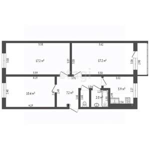 3-к квартира, вторичка, 61м2, 5/5 этаж