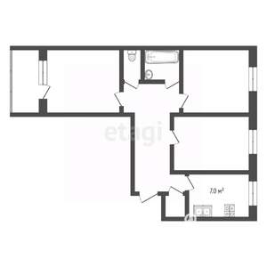 3-к квартира, вторичка, 64м2, 1/9 этаж