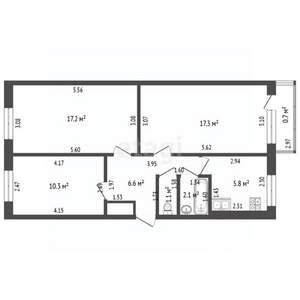 3-к квартира, вторичка, 61м2, 5/5 этаж