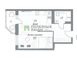 1-к квартира, вторичка, 38м2, 2/9 этаж
