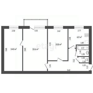3-к квартира, вторичка, 62м2, 4/5 этаж