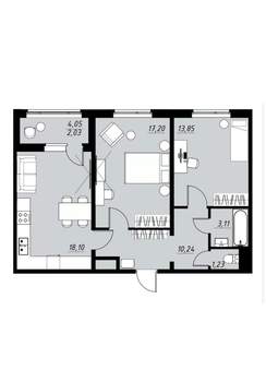 2-к квартира, вторичка, 66м2, 2/9 этаж
