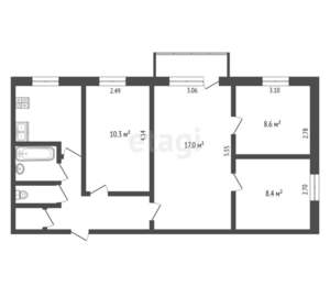 4-к квартира, вторичка, 60м2, 2/5 этаж