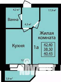 1-к квартира, строящийся дом, 42м2, 6/9 этаж