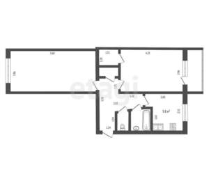 2-к квартира, вторичка, 46м2, 2/5 этаж
