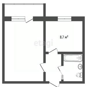 1-к квартира, вторичка, 37м2, 1/9 этаж