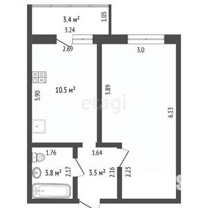 1-к квартира, вторичка, 34м2, 3/9 этаж