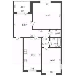 2-к квартира, вторичка, 78м2, 5/6 этаж