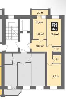 2-к квартира, вторичка, 60м2, 6/9 этаж