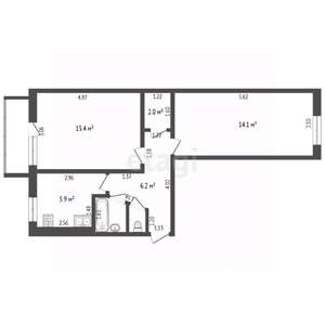 2-к квартира, вторичка, 44м2, 2/5 этаж