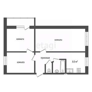 3-к квартира, вторичка, 64м2, 5/5 этаж