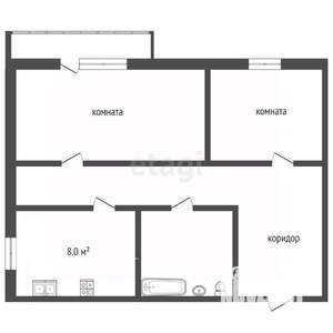 2-к квартира, вторичка, 51м2, 2/3 этаж