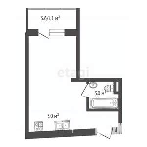Студия квартира, вторичка, 23м2, 1/9 этаж