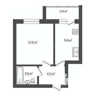 1-к квартира, вторичка, 33м2, 5/9 этаж