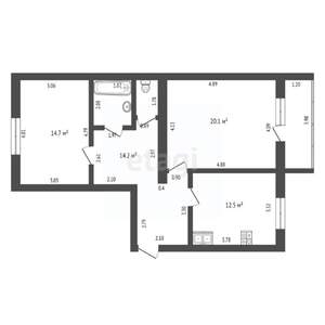 2-к квартира, вторичка, 67м2, 6/6 этаж