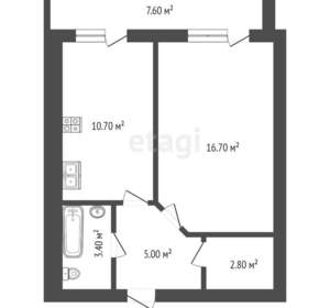 1-к квартира, вторичка, 39м2, 12/16 этаж
