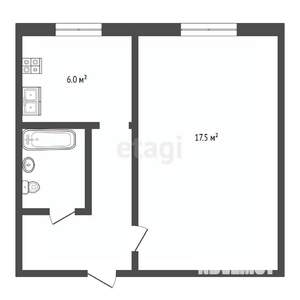 1-к квартира, вторичка, 30м2, 5/5 этаж