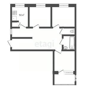 3-к квартира, вторичка, 64м2, 3/9 этаж