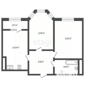 2-к квартира, вторичка, 61м2, 12/18 этаж