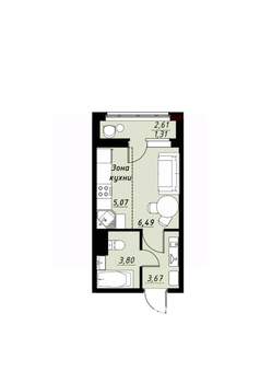 Студия квартира, вторичка, 20м2, 4/9 этаж